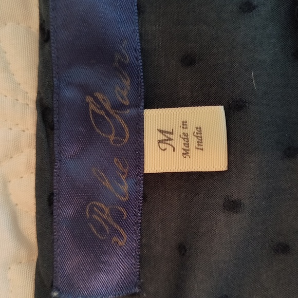 Blue Rain Black swiss dot Peplum hem long sleeve boho top size M - Picture 2 of 11